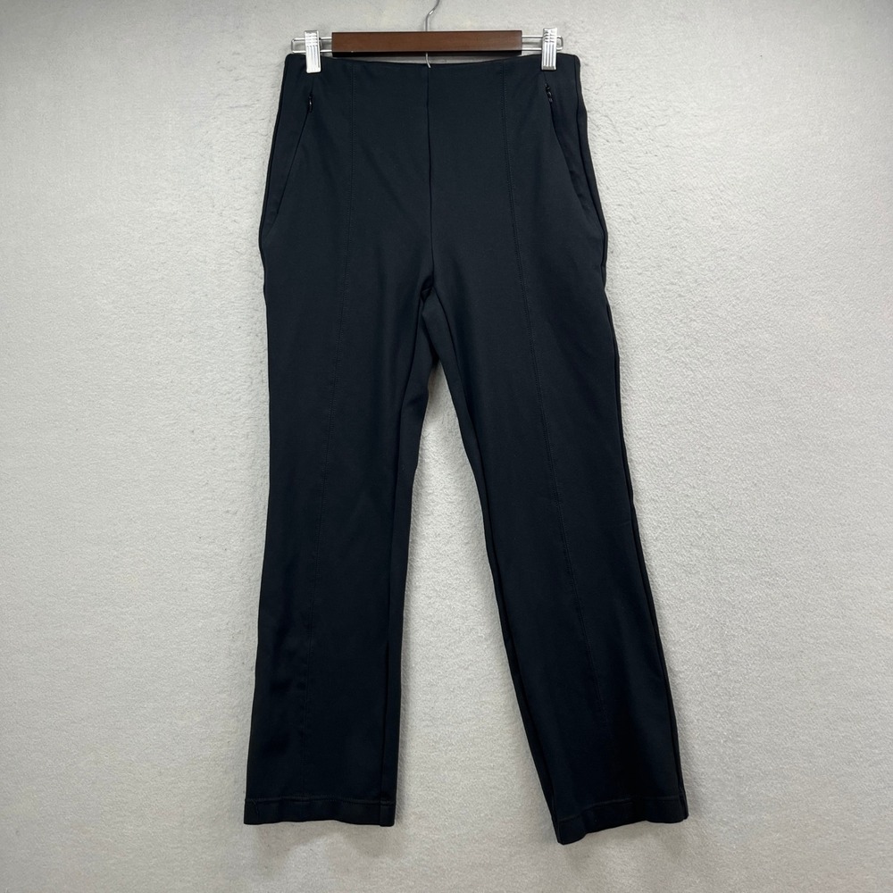 Loft Ponte Pants Womens S Black Stretch Zip Pocket Slim Straight Career Trousers